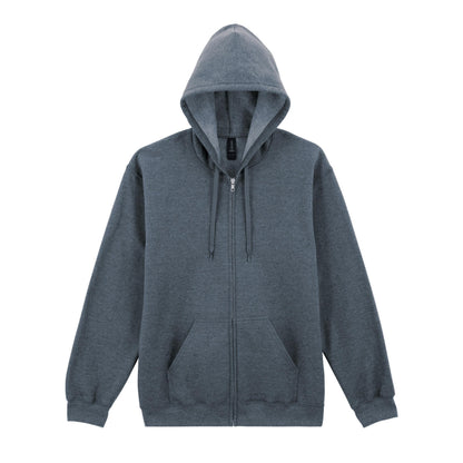 Dark Heather - Front - Gildan Unisex Adult Softstyle Fleece Midweight Full Zip Hoodie