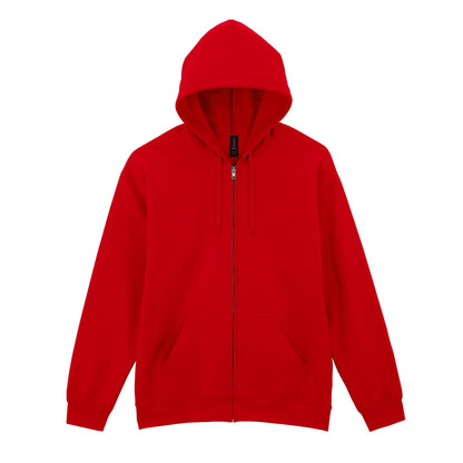 Red - Front - Gildan Unisex Adult Softstyle Fleece Midweight Full Zip Hoodie