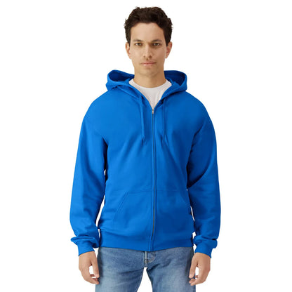 Royal Blue - Side - Gildan Unisex Adult Softstyle Fleece Midweight Full Zip Hoodie