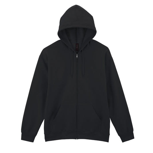 Black - Front - Gildan Unisex Adult Softstyle Fleece Midweight Full Zip Hoodie