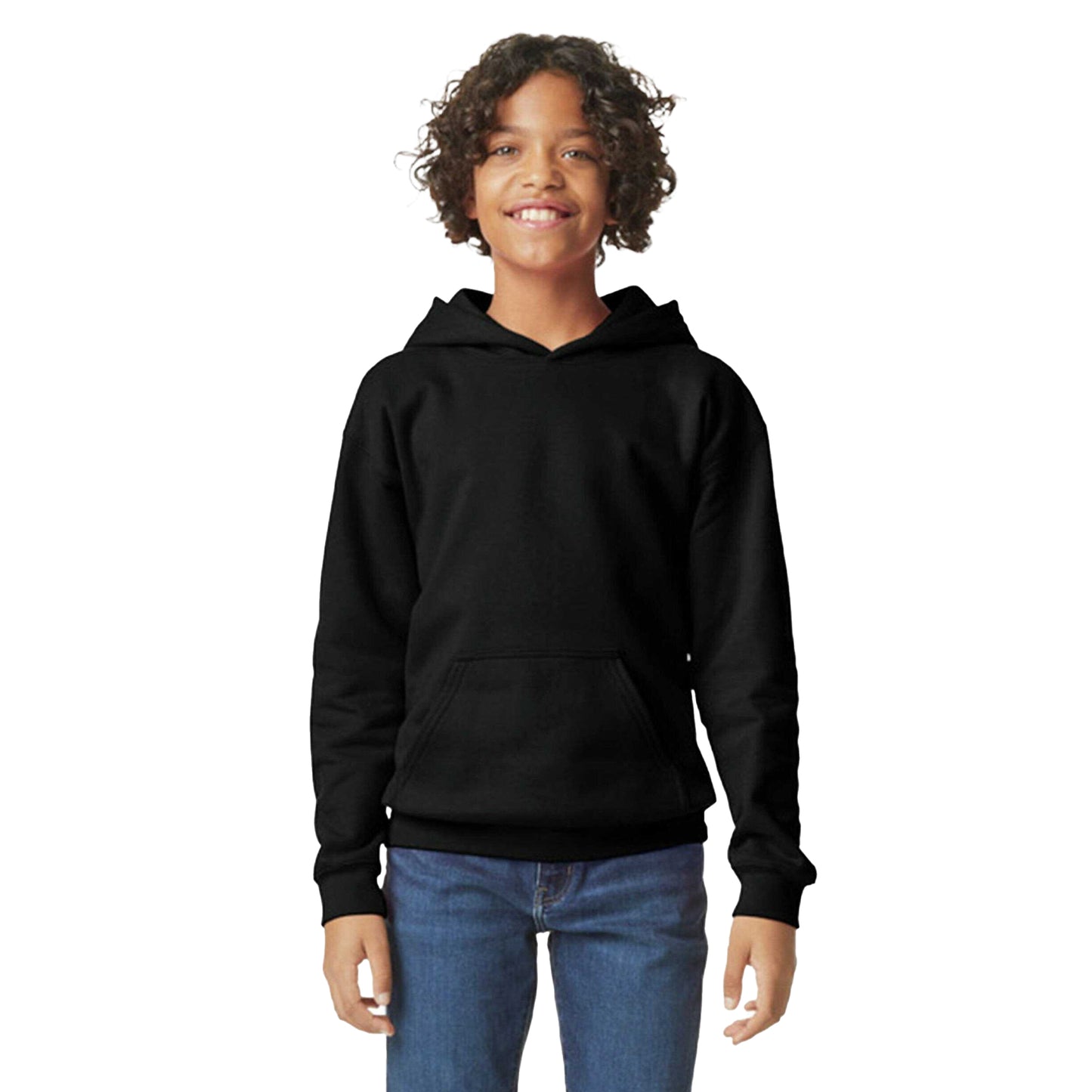 Black - Back - Gildan Childrens-Kids Softstyle Fleece Midweight Hoodie
