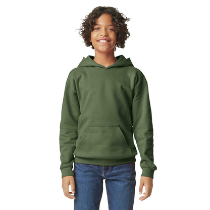Military Green - Back - Gildan Childrens-Kids Softstyle Fleece Midweight Hoodie