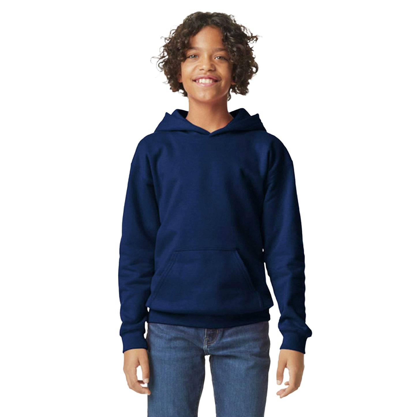 Navy Blue - Back - Gildan Childrens-Kids Softstyle Fleece Midweight Hoodie