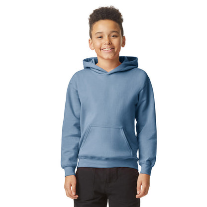 Stone Blue - Side - Gildan Childrens-Kids Softstyle Fleece Midweight Hoodie