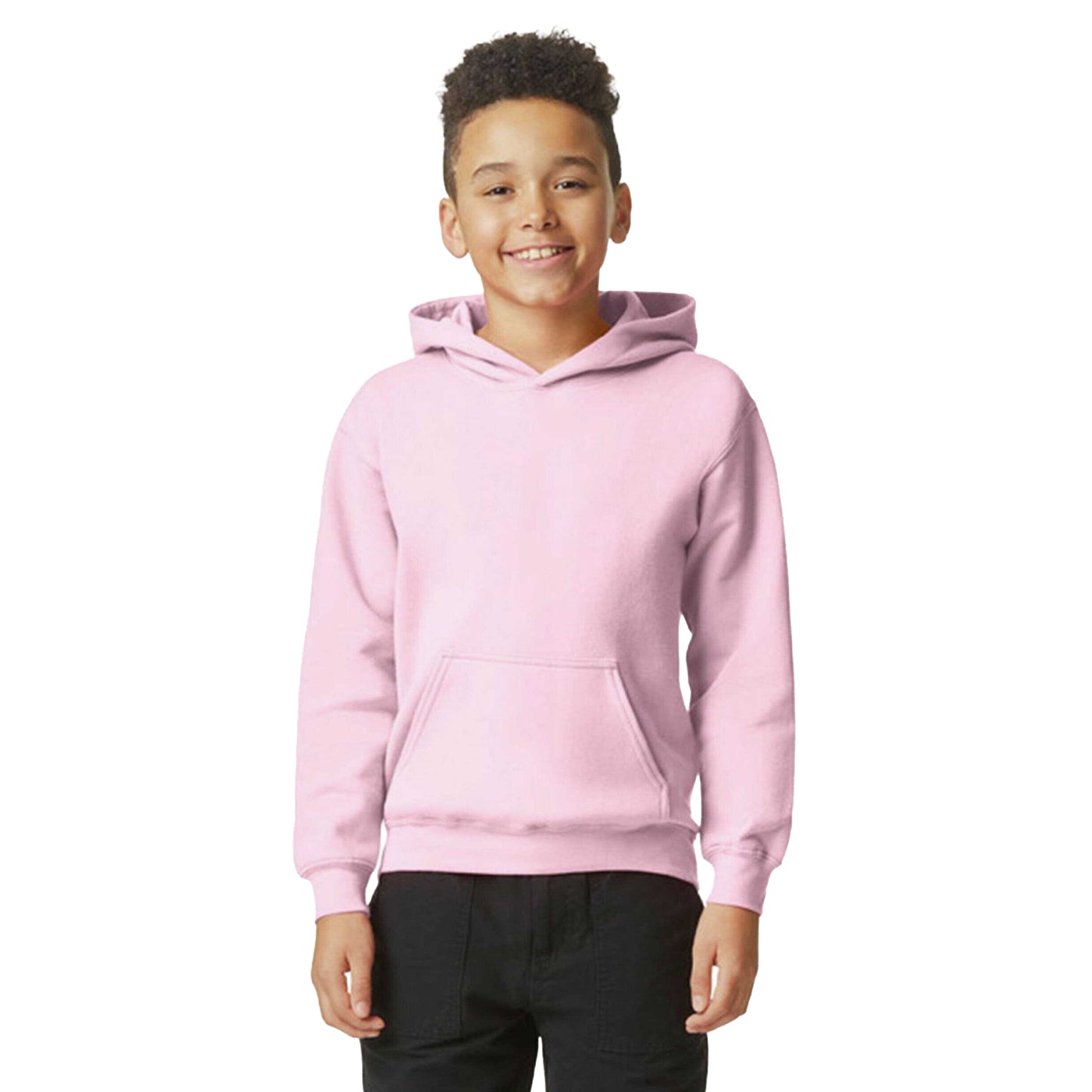 Light Pink - Back - Gildan Childrens-Kids Softstyle Fleece Midweight Hoodie