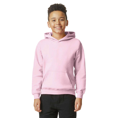 Light Pink - Back - Gildan Childrens-Kids Softstyle Fleece Midweight Hoodie