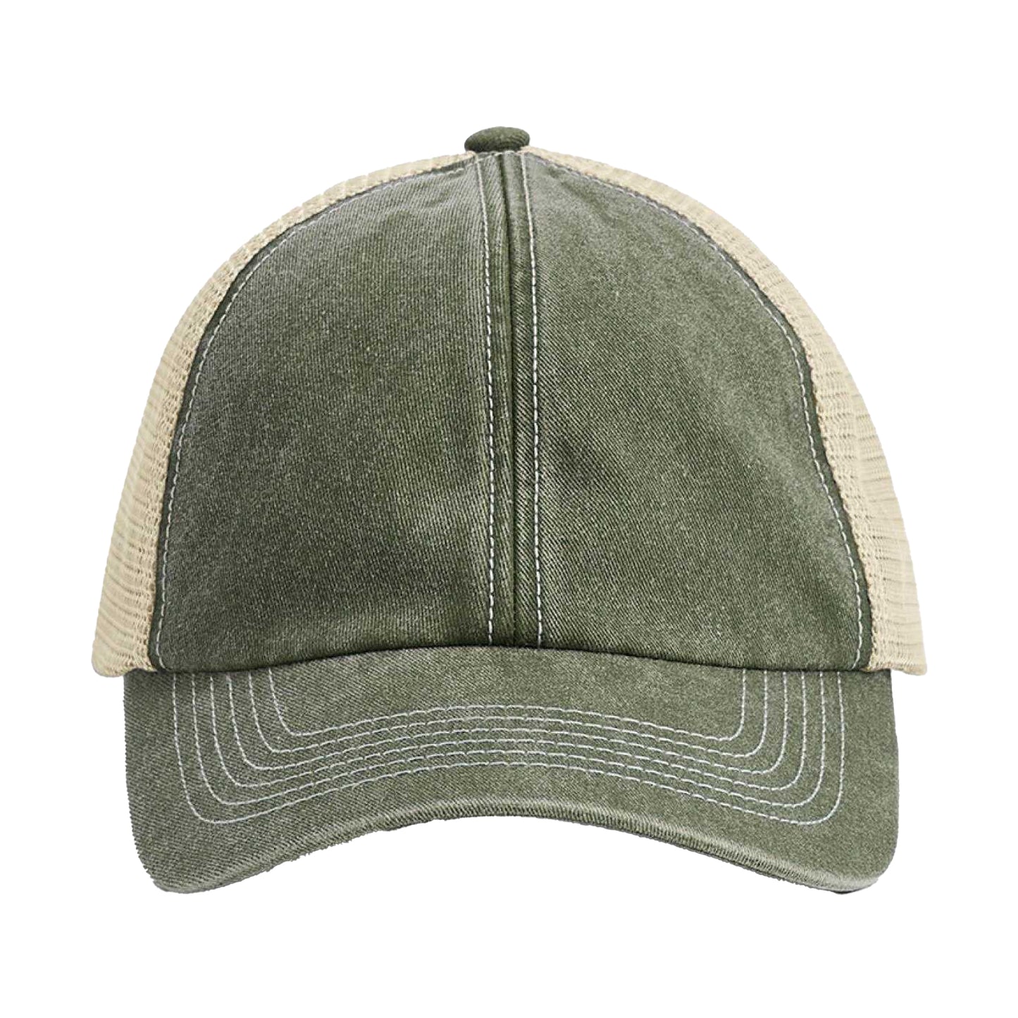 Vintage Olive-Stone - Side - Beechfield Unisex Adult Vintage 6 Panel Trucker Cap