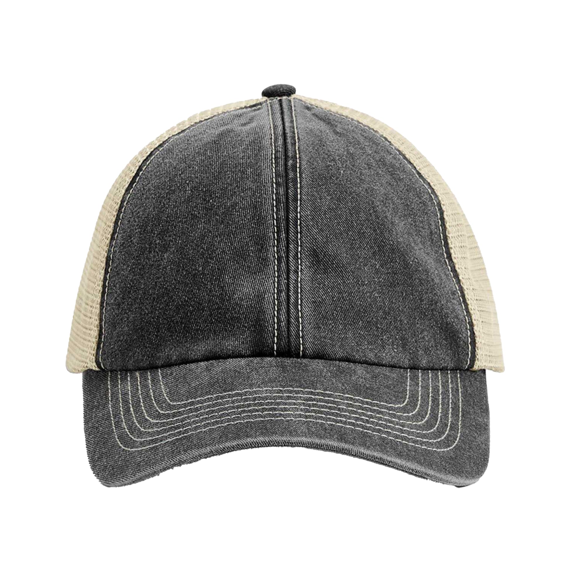 Vintage Black-Stone - Side - Beechfield Unisex Adult Vintage 6 Panel Trucker Cap