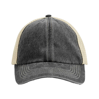 Vintage Black-Stone - Side - Beechfield Unisex Adult Vintage 6 Panel Trucker Cap