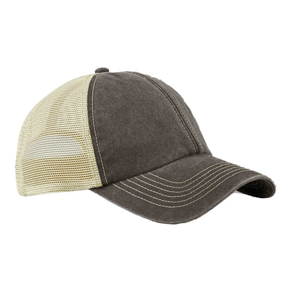Vintage Brown-Stone - Front - Beechfield Unisex Adult Vintage 6 Panel Trucker Cap