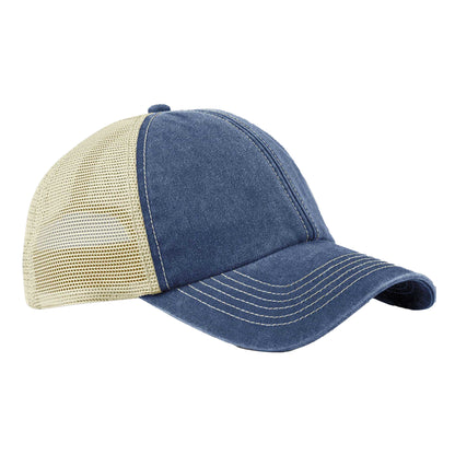 Vintage Denim-Stone - Front - Beechfield Unisex Adult Vintage 6 Panel Trucker Cap