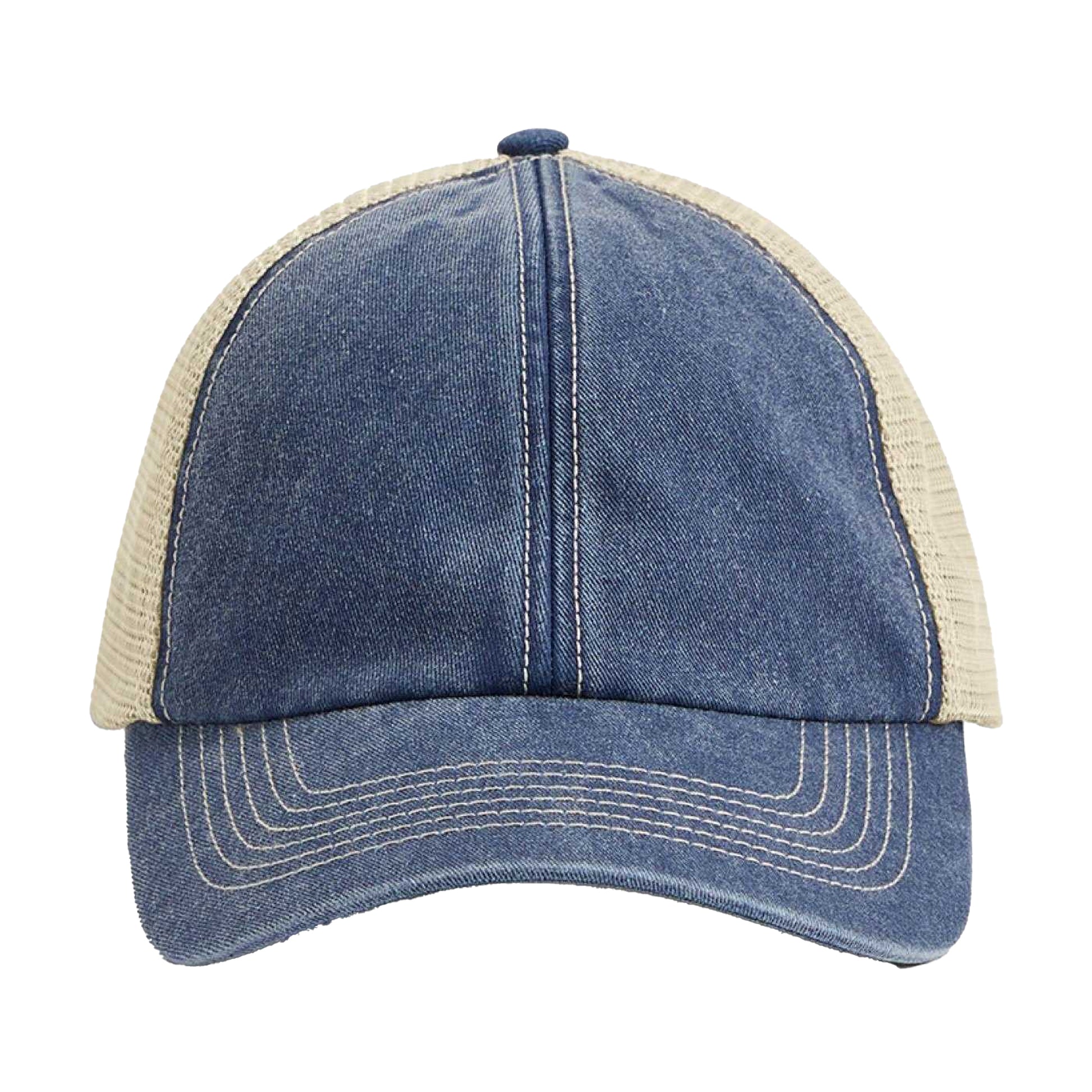 Vintage Denim-Stone - Side - Beechfield Unisex Adult Vintage 6 Panel Trucker Cap