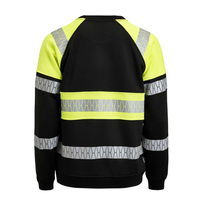 Black-Hi Vis Yellow - Back - Jobman Mens High-Vis Raglan Sweatshirt