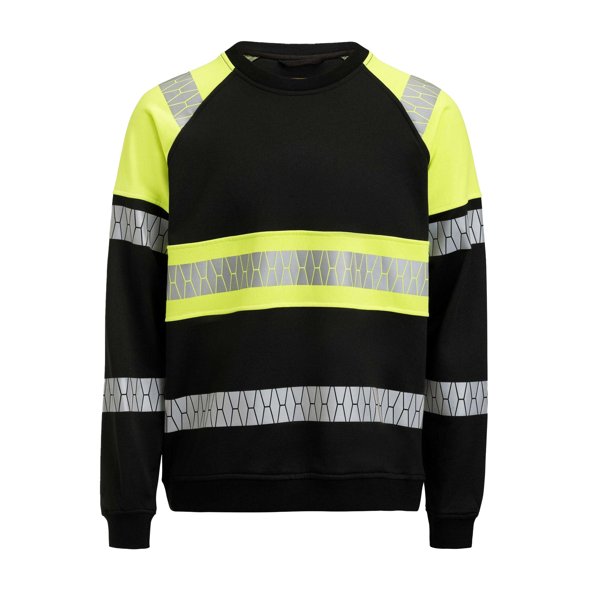 Black-Hi Vis Yellow - Front - Jobman Mens High-Vis Raglan Sweatshirt