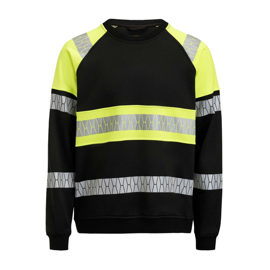 Black-Hi Vis Yellow - Front - Jobman Mens High-Vis Raglan Sweatshirt