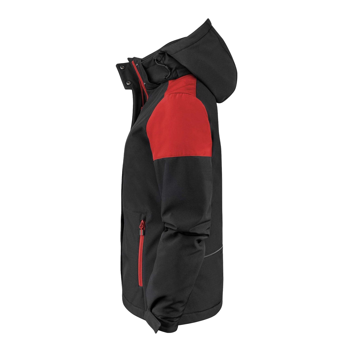 Black-Red - Side - Printer Womens-Ladies Padded Soft Shell Jacket
