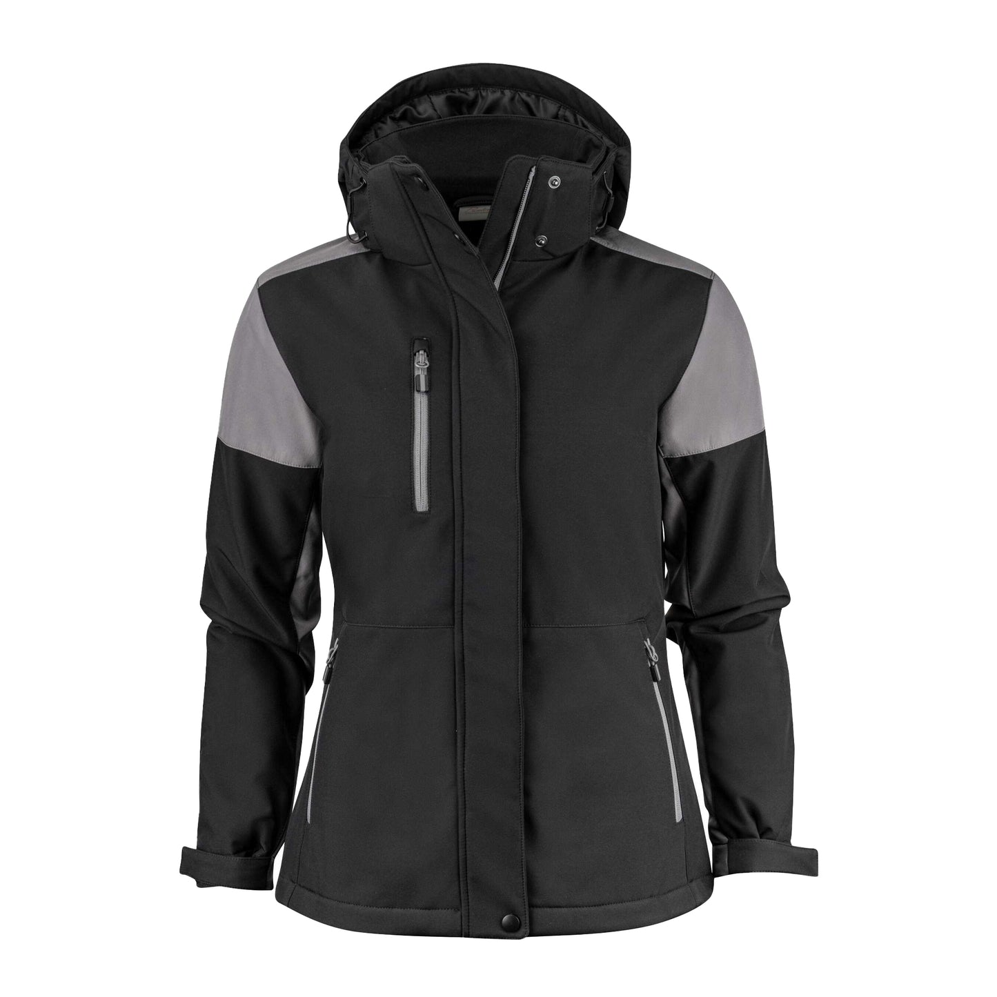 Black-Anthracite - Front - Printer Womens-Ladies Padded Soft Shell Jacket