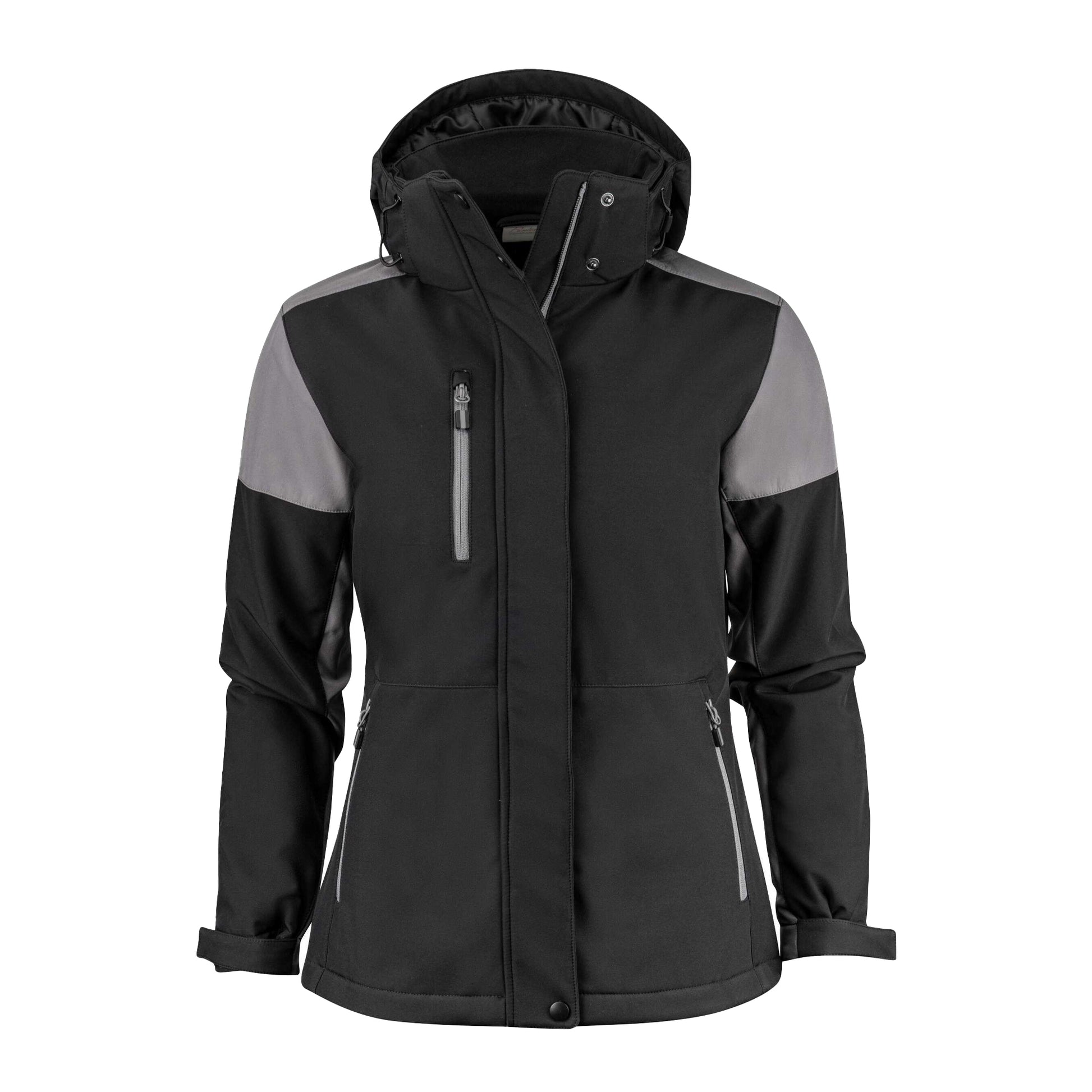 Black-Anthracite - Front - Printer Womens-Ladies Padded Soft Shell Jacket