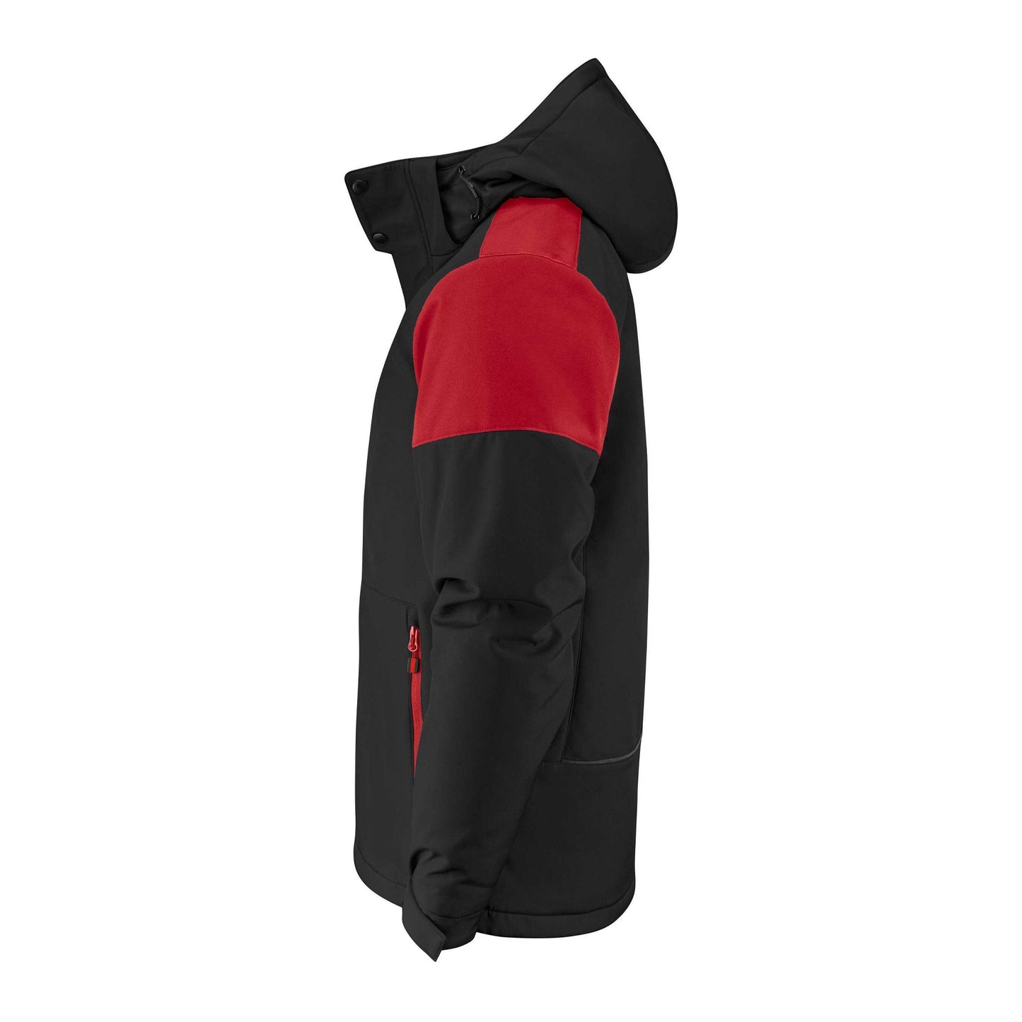 Black-Red - Side - Printer Mens Padded Soft Shell Jacket