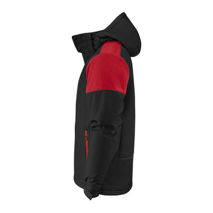 Black-Red - Side - Printer Mens Padded Soft Shell Jacket