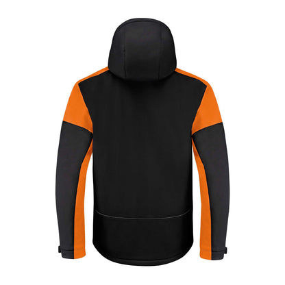 Black-Orange - Back - Printer Mens Padded Soft Shell Jacket