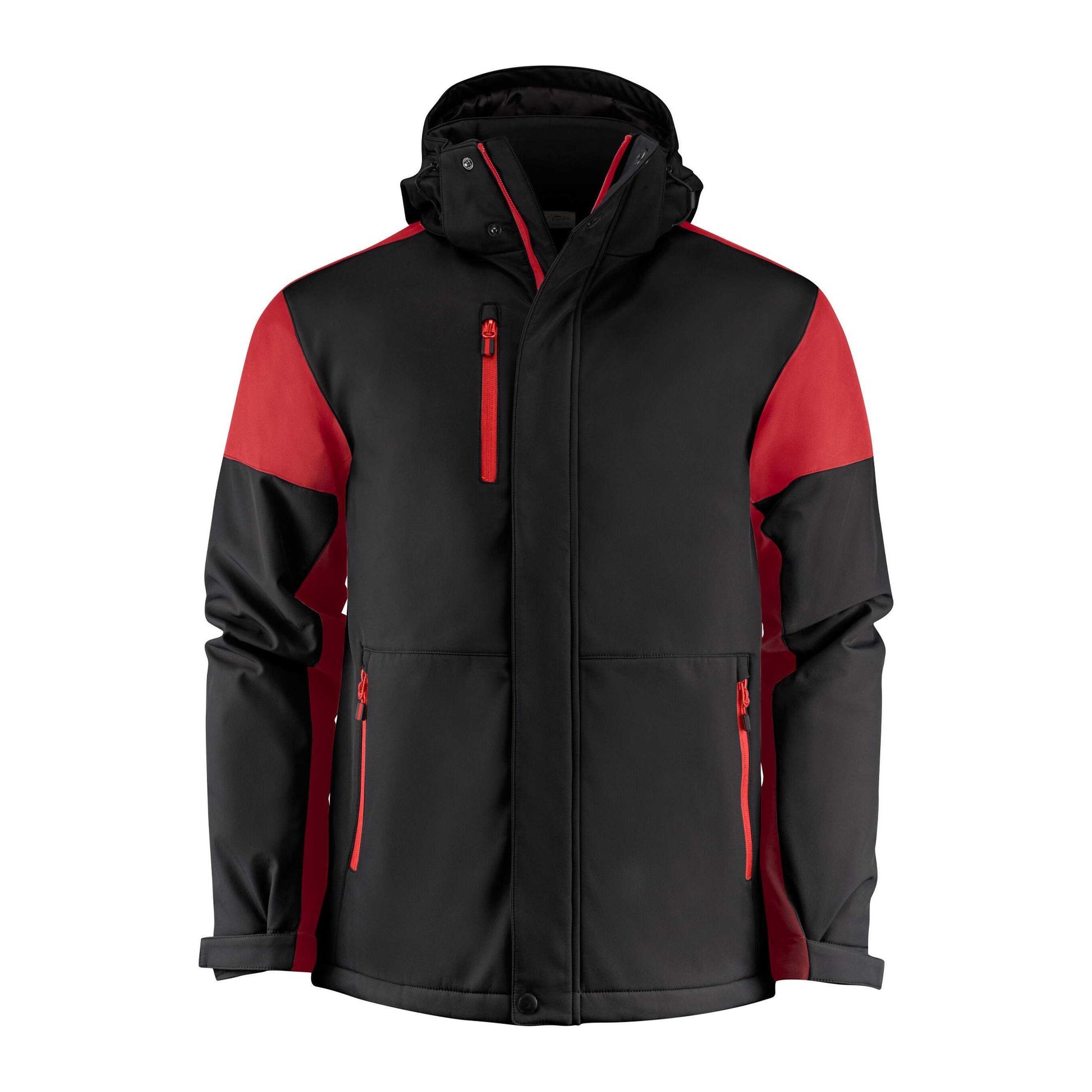 Black-Red - Front - Printer Mens Padded Soft Shell Jacket