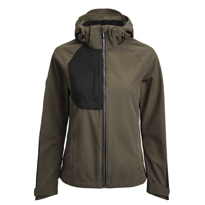 Olive Green-Black - Front - Jobman Womens-Ladies Oxygen Soft Shell Jacket