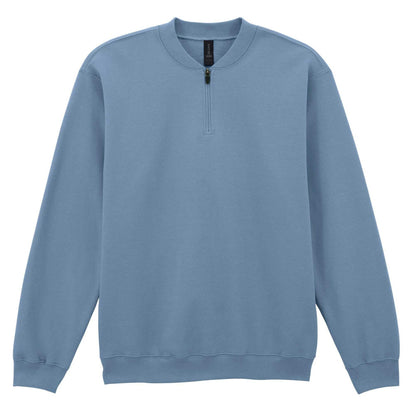 Stone Blue - Front - Gildan Unisex Adult Softstyle Midweight Quarter Zip Sweatshirt
