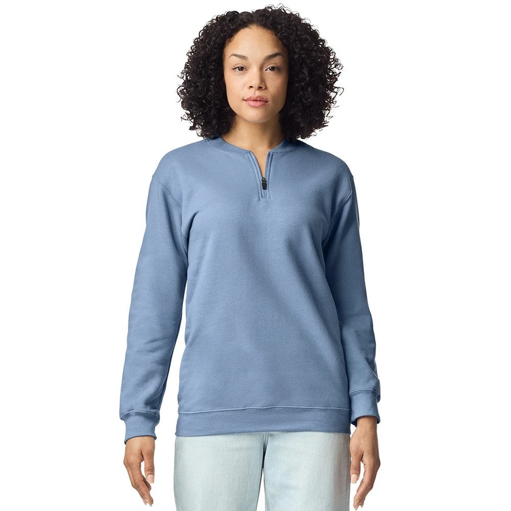 Stone Blue - Lifestyle - Gildan Unisex Adult Softstyle Midweight Quarter Zip Sweatshirt