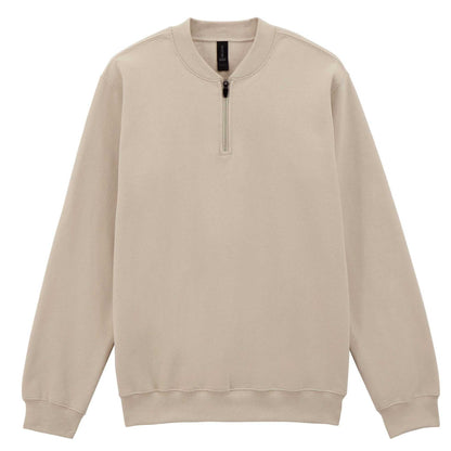 Sand - Front - Gildan Unisex Adult Softstyle Midweight Quarter Zip Sweatshirt