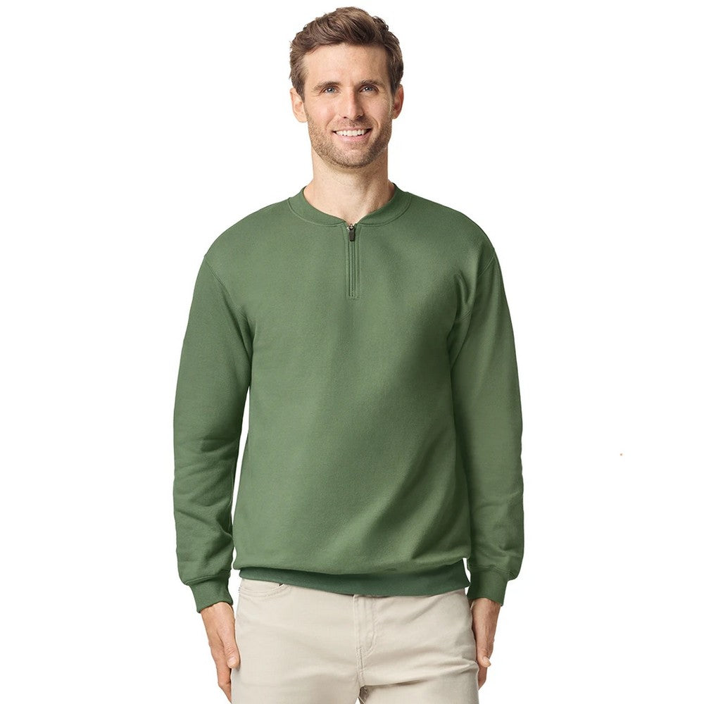Military Green - Lifestyle - Gildan Unisex Adult Softstyle Midweight Quarter Zip Sweatshirt