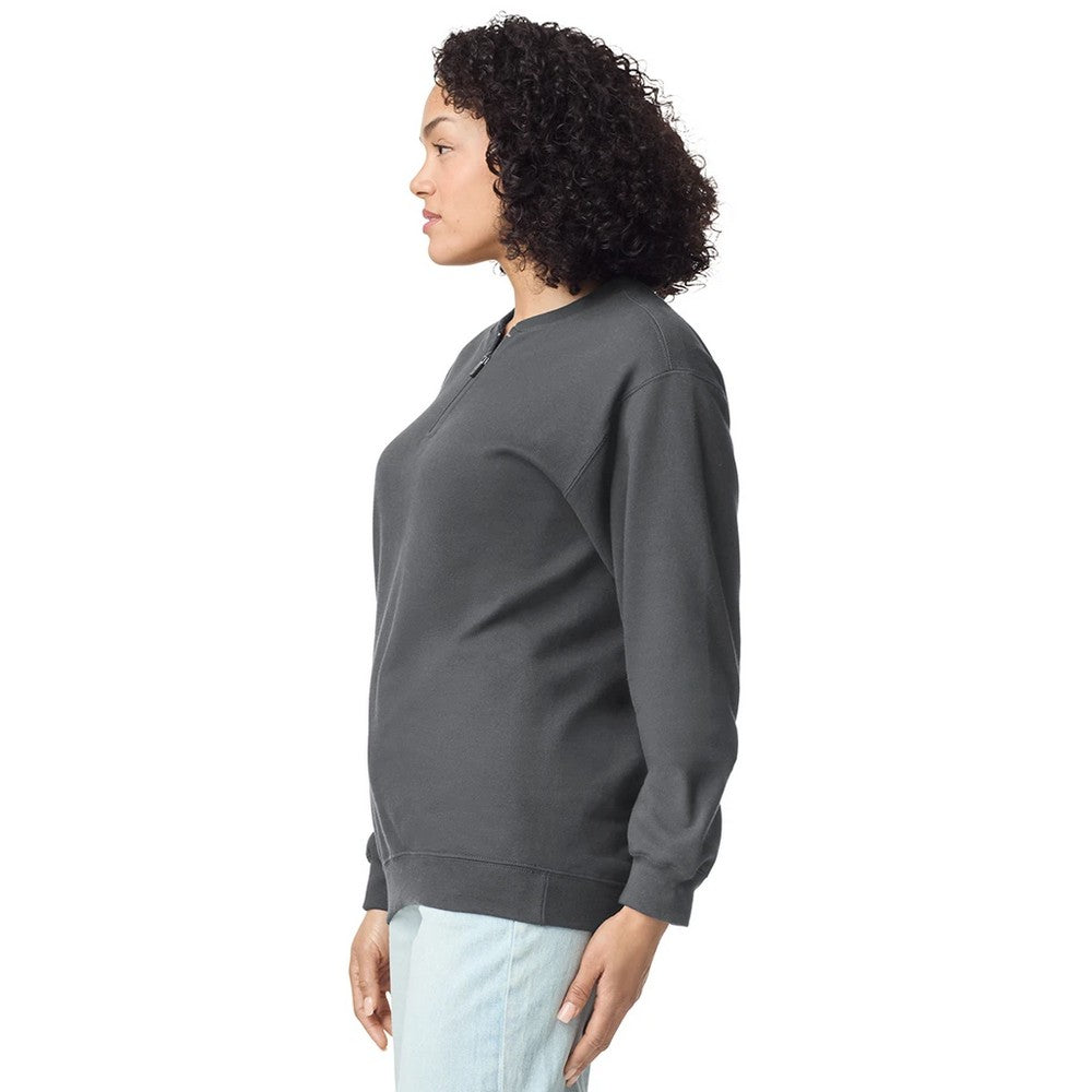 Charcoal - Side - Gildan Unisex Adult Softstyle Midweight Quarter Zip Sweatshirt
