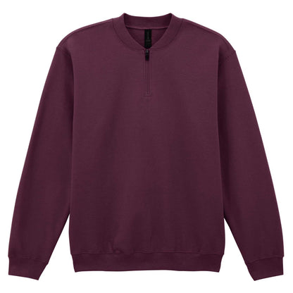 Maroon - Front - Gildan Unisex Adult Softstyle Midweight Quarter Zip Sweatshirt