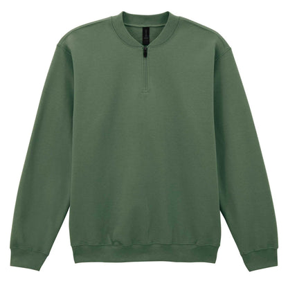 Military Green - Front - Gildan Unisex Adult Softstyle Midweight Quarter Zip Sweatshirt
