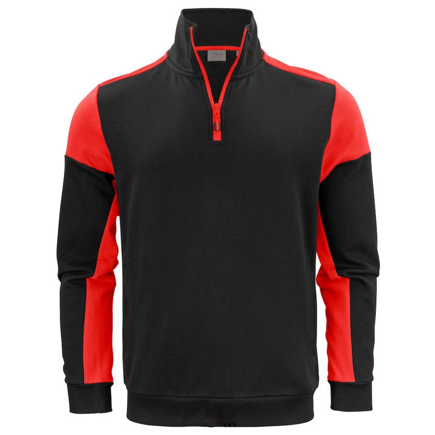 Black-Red - Front - Printer PRIME Mens Contrast Half Zip Sweatshirt