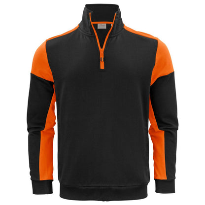 Black-Orange - Front - Printer PRIME Mens Contrast Half Zip Sweatshirt
