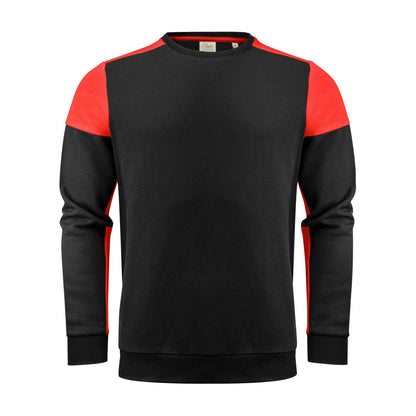 Black-Red - Front - Printer PRIME Mens Contrast Crew Neck Sweatshirt