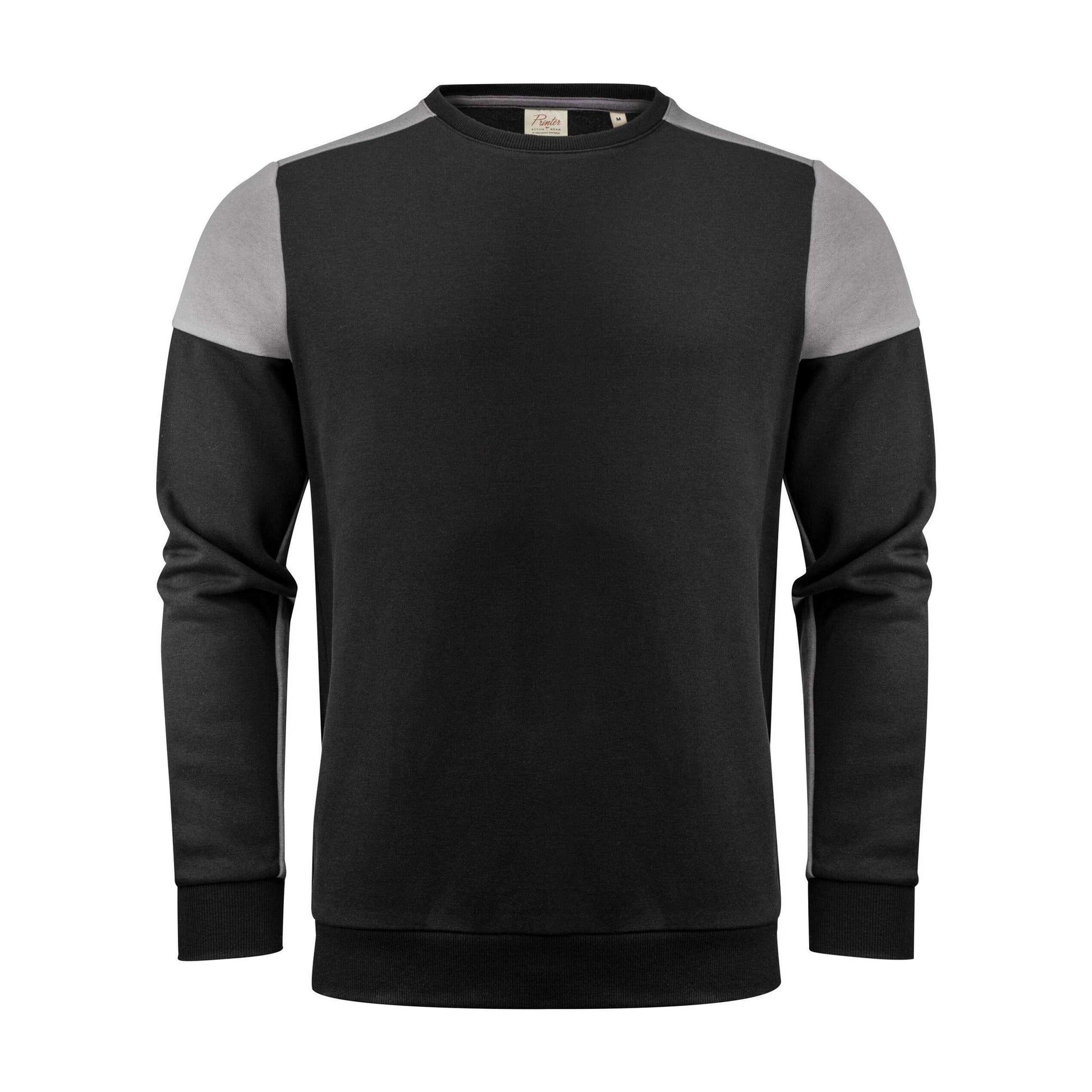 Black-Anthracite - Front - Printer PRIME Mens Contrast Crew Neck Sweatshirt