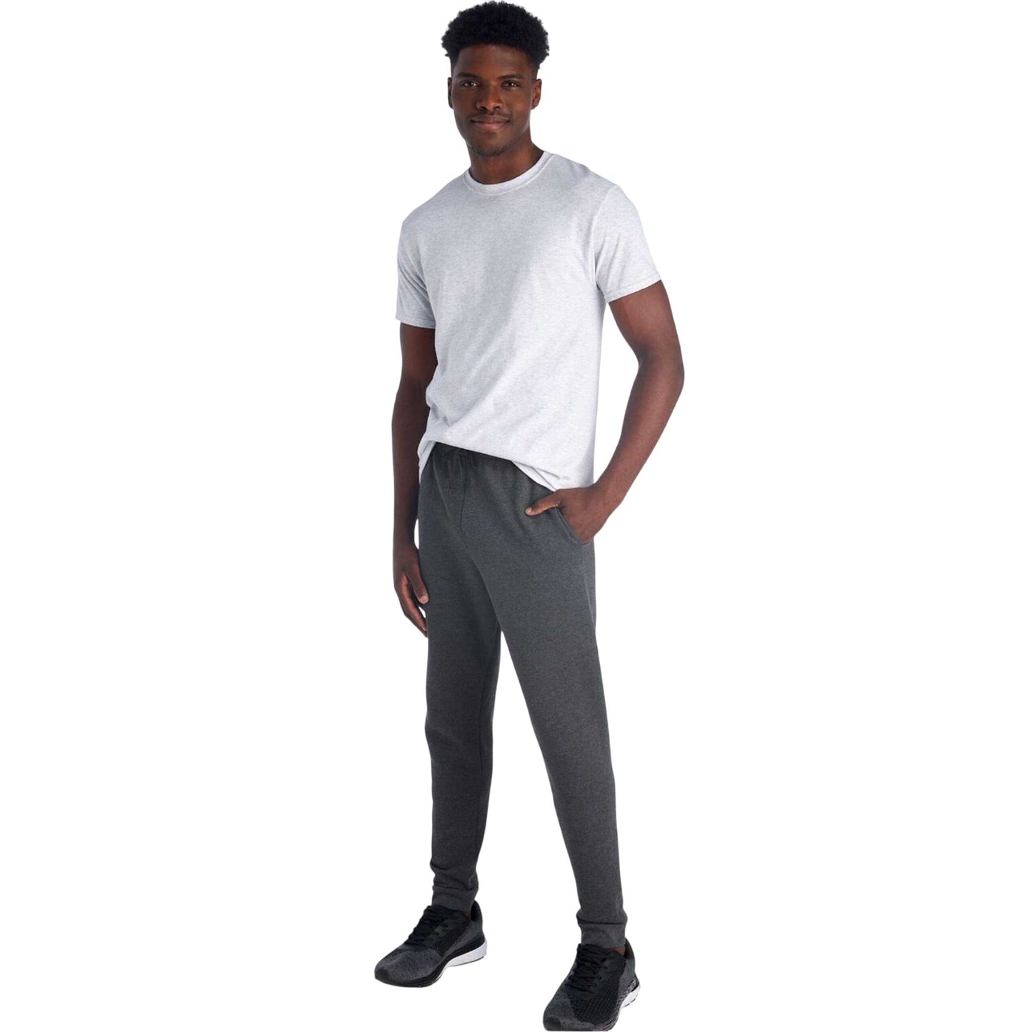 Black Heather - Front - Jerzees Unisex Adult Nublend Pocket Jogging Bottoms