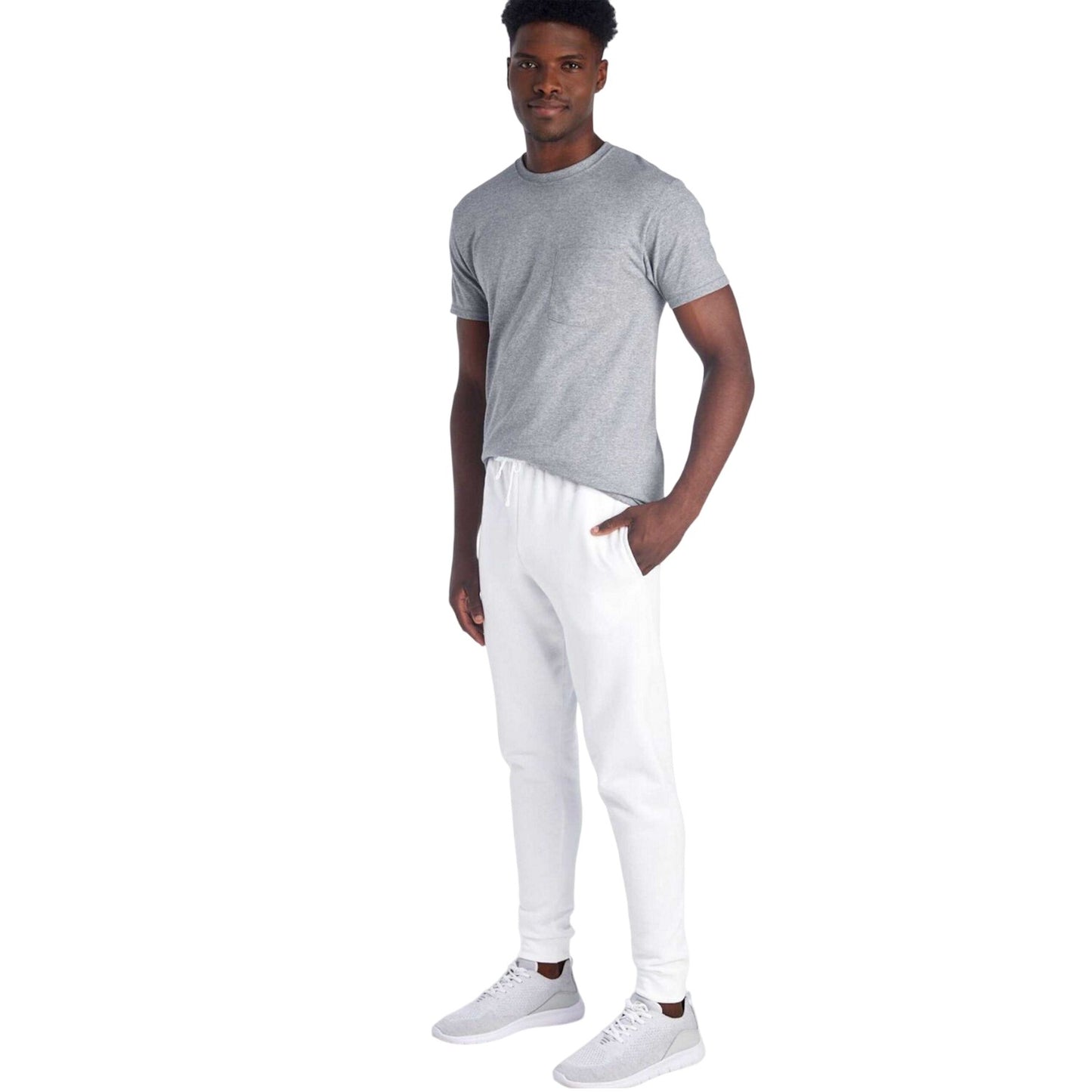 White - Front - Jerzees Unisex Adult Nublend Pocket Jogging Bottoms
