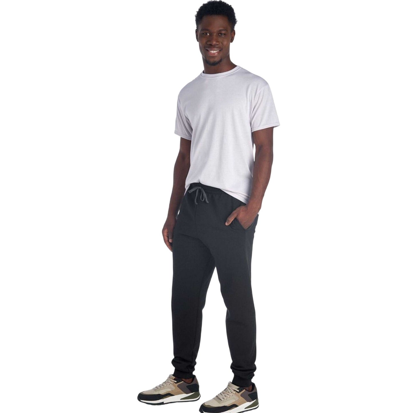 Black - Front - Jerzees Unisex Adult Nublend Pocket Jogging Bottoms