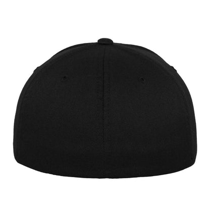 Black-Black - Back - Flexfit Unisex Adult Wooly Combed Baseball Cap