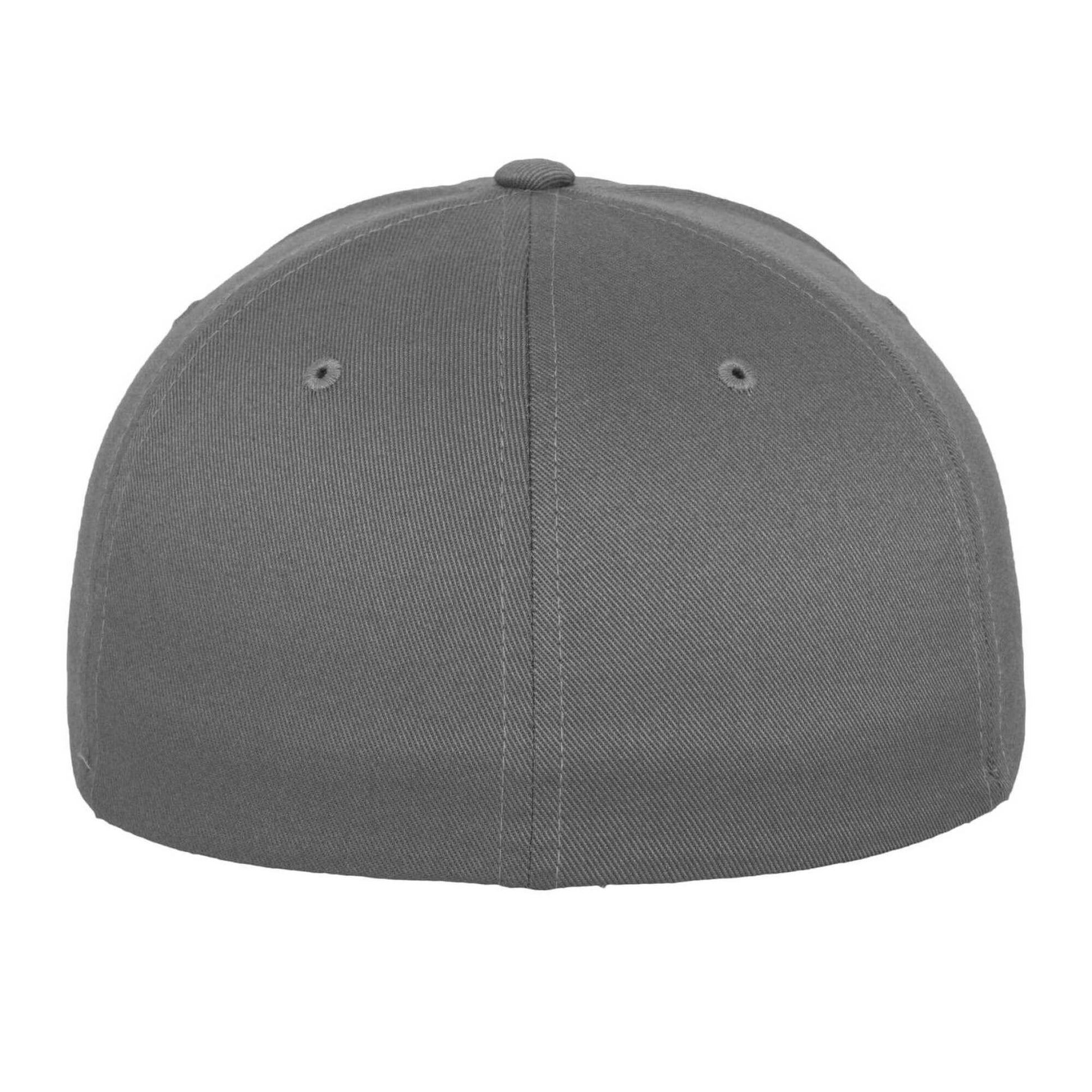 Grey - Back - Flexfit Unisex Adult Wooly Combed Baseball Cap