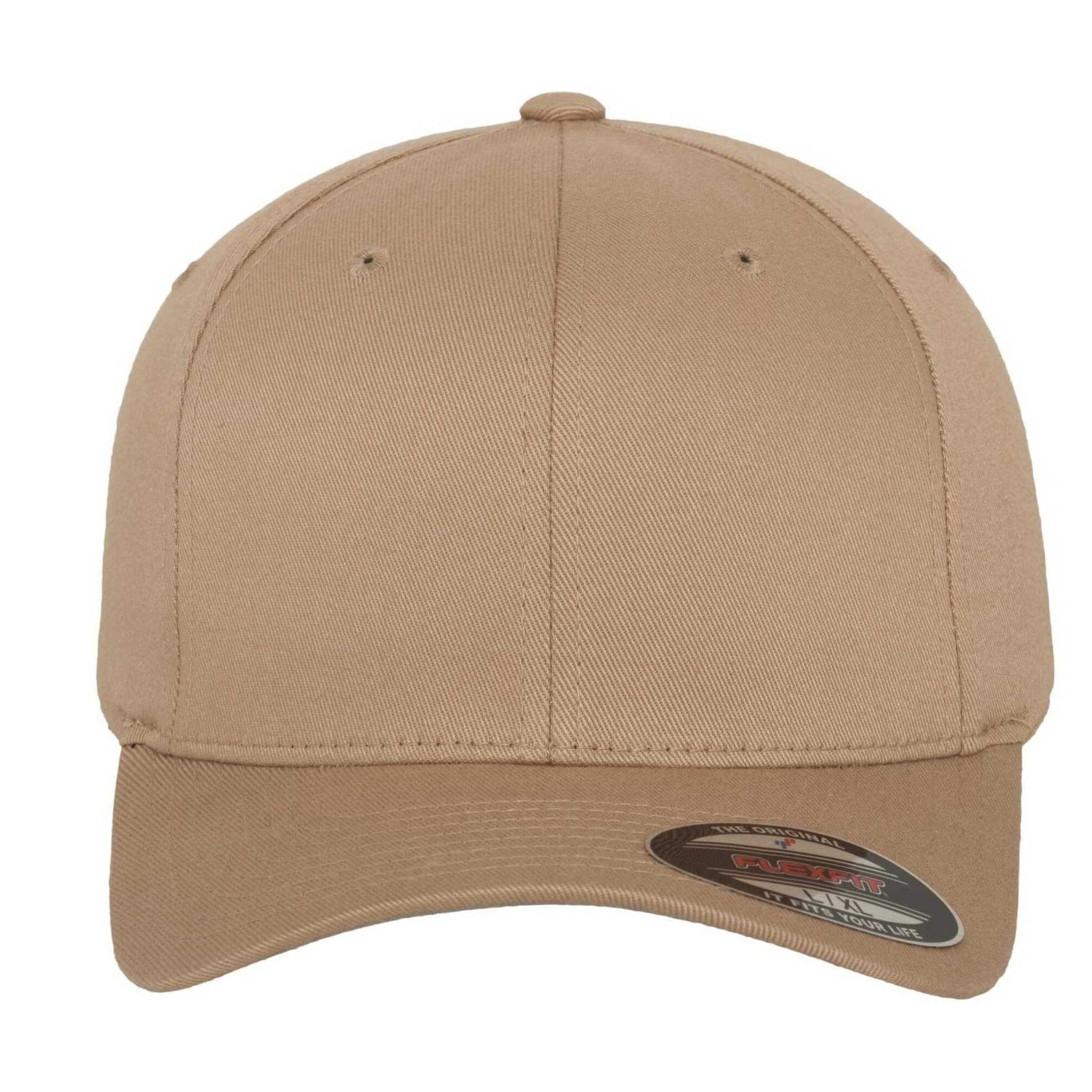Khaki Brown - Side - Flexfit Unisex Adult Wooly Combed Baseball Cap
