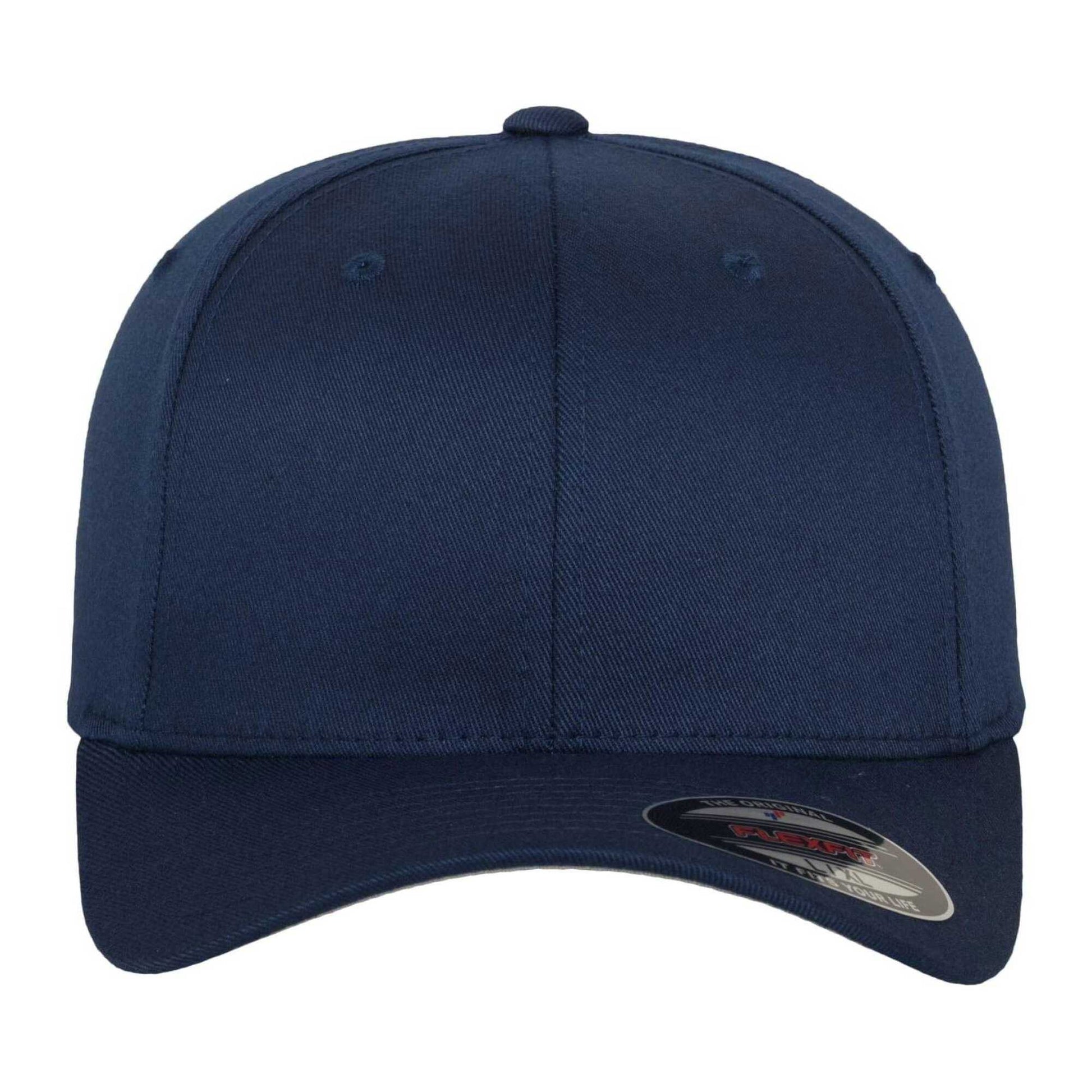 Navy - Side - Flexfit Unisex Adult Wooly Combed Baseball Cap