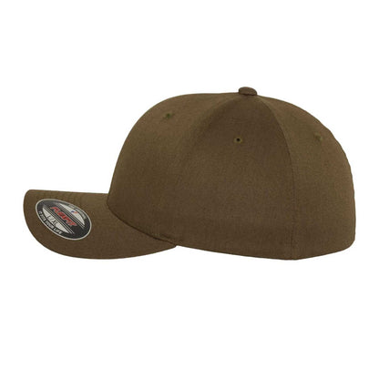 Olive - Front - Flexfit Unisex Adult Wooly Combed Baseball Cap
