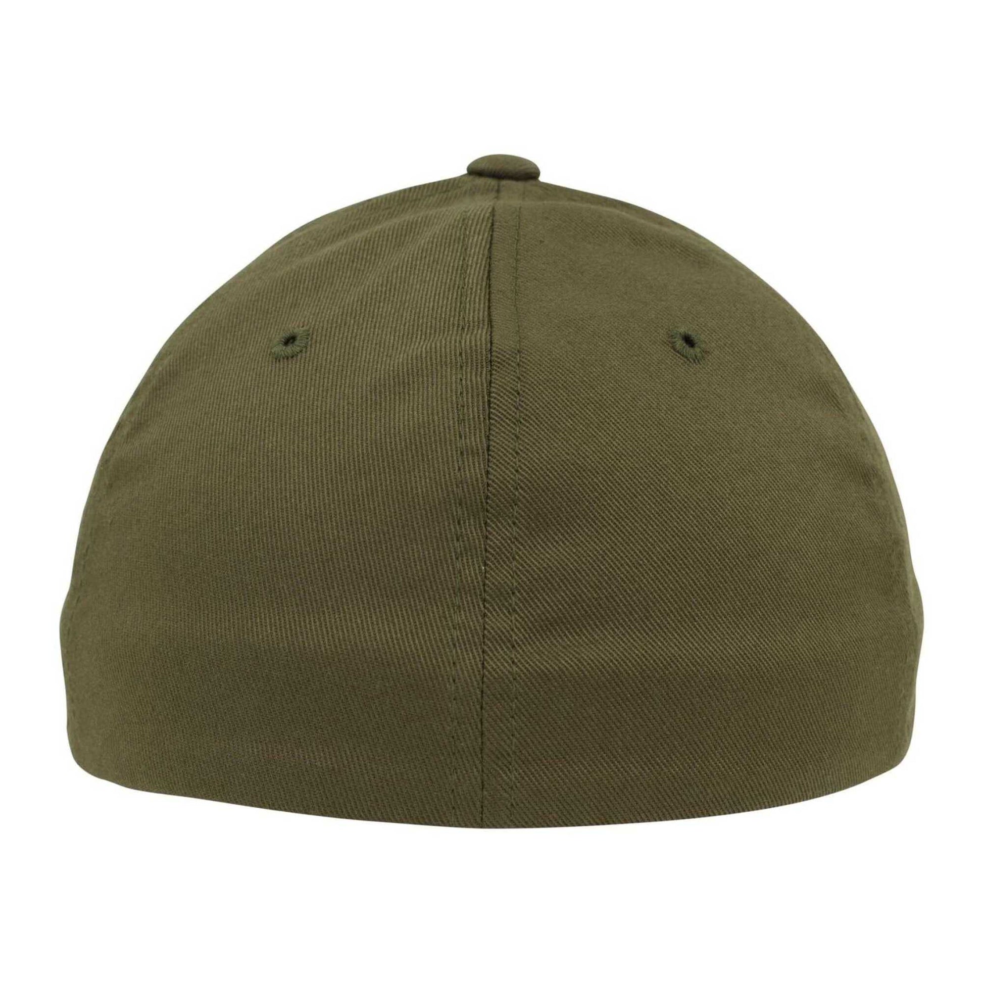 Olive - Back - Flexfit Unisex Adult Wooly Combed Baseball Cap