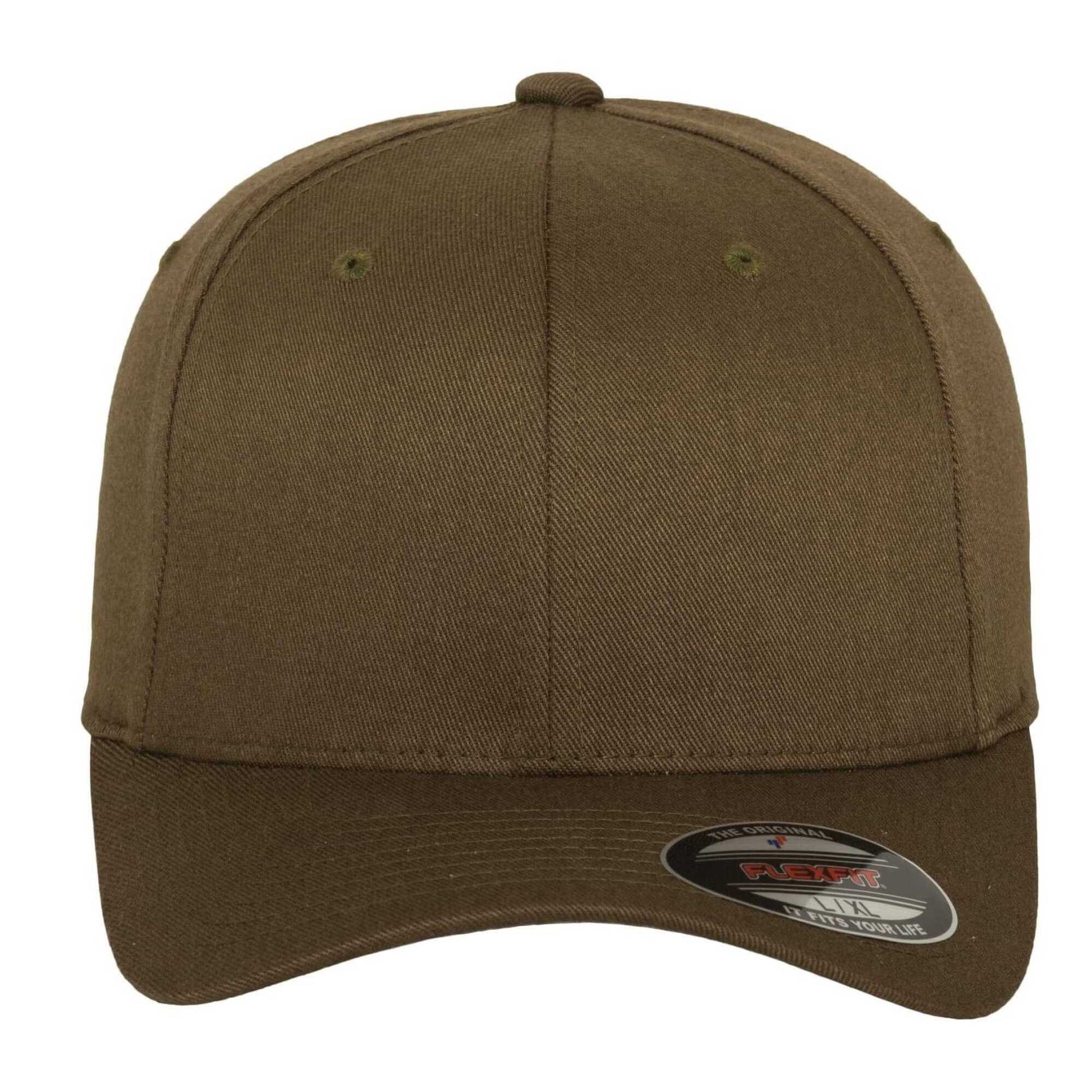 Olive - Side - Flexfit Unisex Adult Wooly Combed Baseball Cap