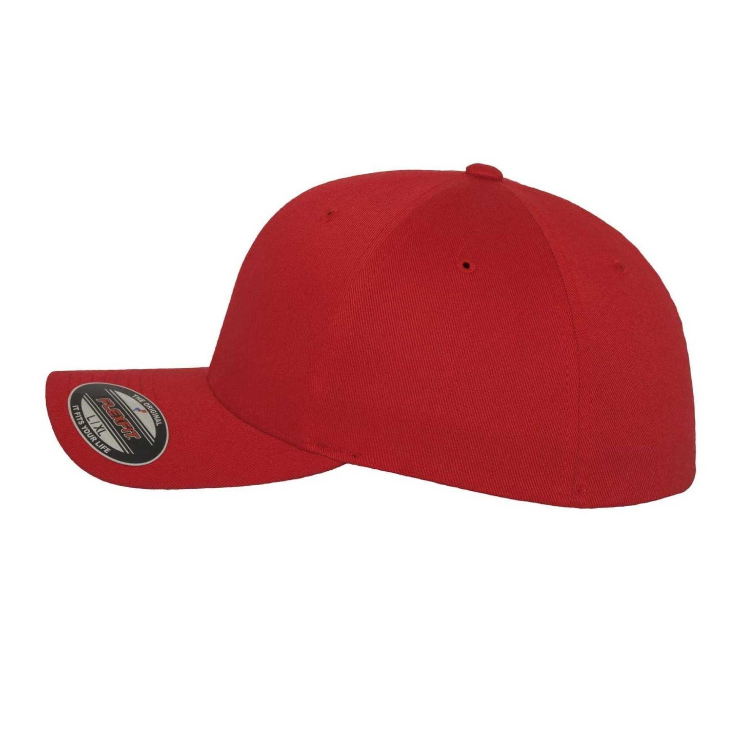 Red - Front - Flexfit Unisex Adult Wooly Combed Baseball Cap