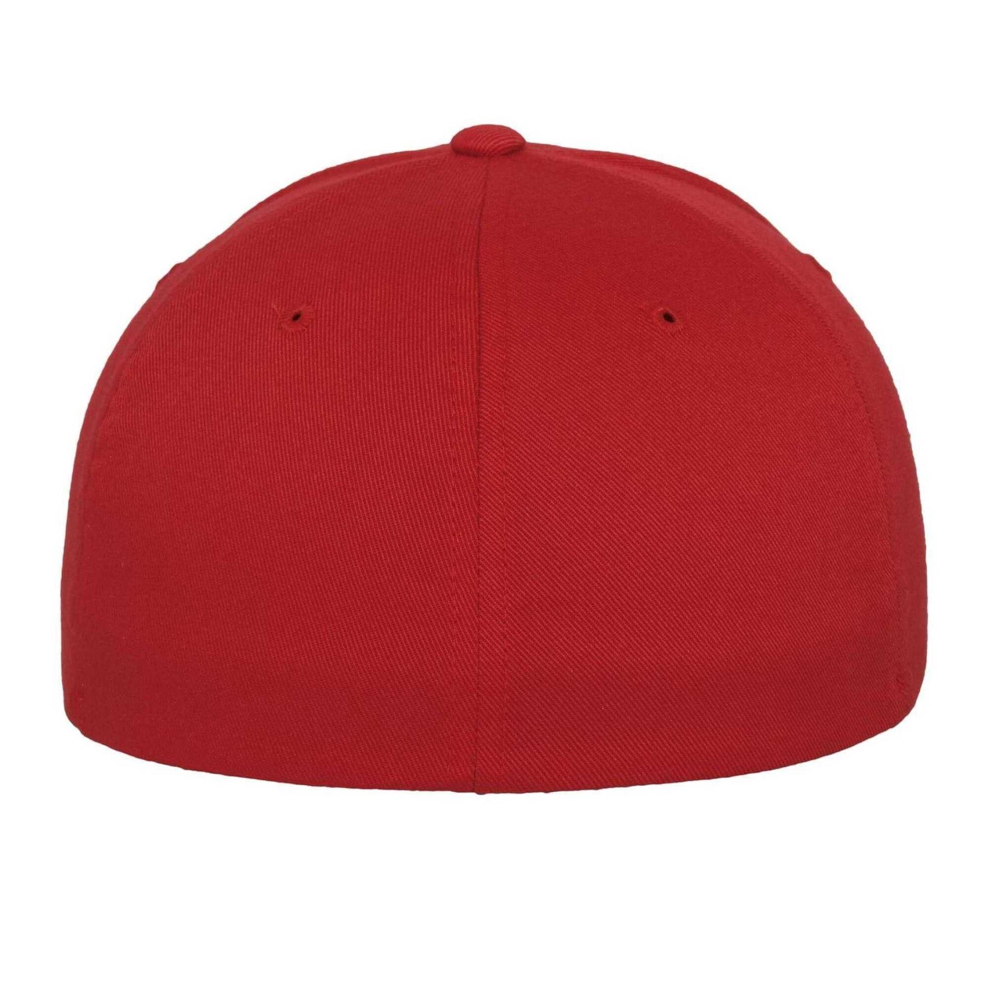 Red - Back - Flexfit Unisex Adult Wooly Combed Baseball Cap